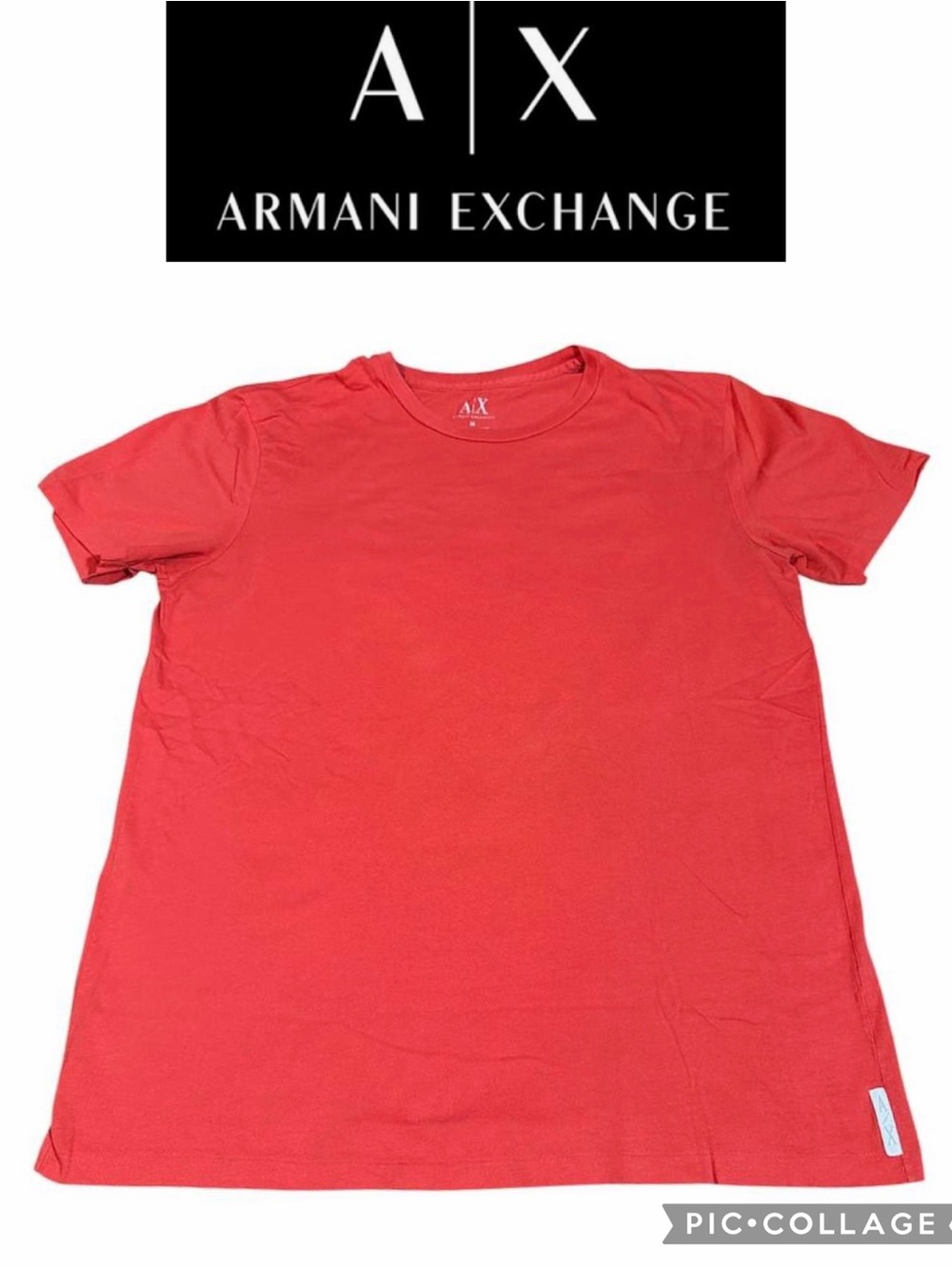 Armani Exchange A|X Logo Tab T-Shirt Orange Size M